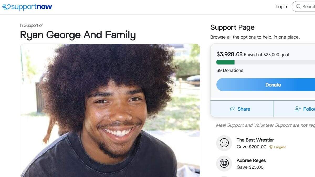 A screenshot of a SupportNow fundraiser for the family of Santa Rosa Junior College student Ryan George, 19, who died in a fall while hiking at Yosemite National Park. A screenshot of a SupportNow fundraiser for the family of Santa Rosa Junior College student Ryan George, 19, who died in a fall while hiking at Yosemite National Park.